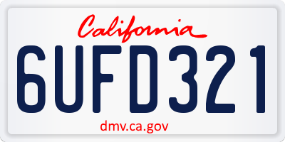CA license plate 6UFD321