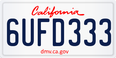 CA license plate 6UFD333