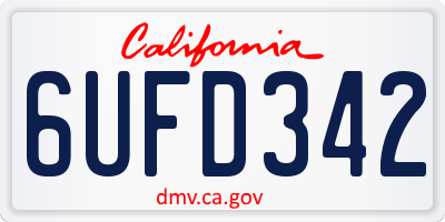 CA license plate 6UFD342