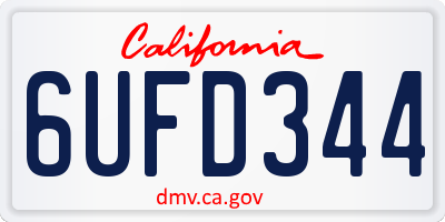 CA license plate 6UFD344