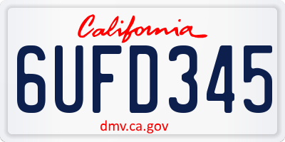 CA license plate 6UFD345