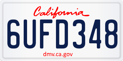 CA license plate 6UFD348