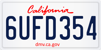 CA license plate 6UFD354