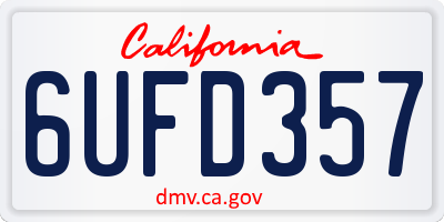 CA license plate 6UFD357