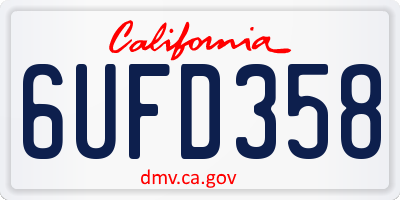 CA license plate 6UFD358
