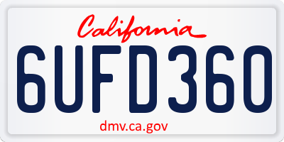 CA license plate 6UFD360
