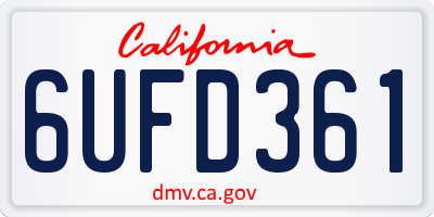 CA license plate 6UFD361