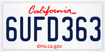 CA license plate 6UFD363