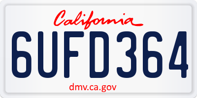 CA license plate 6UFD364