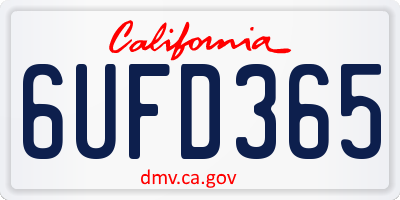 CA license plate 6UFD365