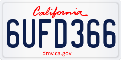 CA license plate 6UFD366