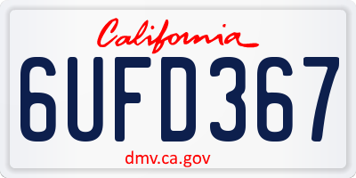 CA license plate 6UFD367