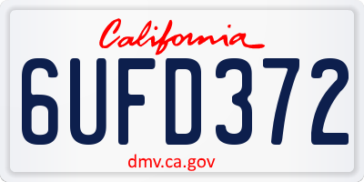 CA license plate 6UFD372