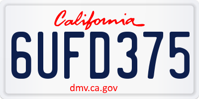 CA license plate 6UFD375