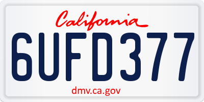 CA license plate 6UFD377