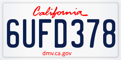 CA license plate 6UFD378