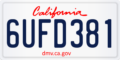CA license plate 6UFD381