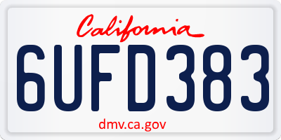 CA license plate 6UFD383