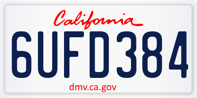 CA license plate 6UFD384