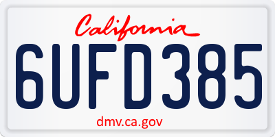 CA license plate 6UFD385