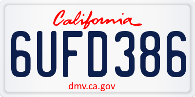 CA license plate 6UFD386