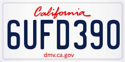 CA license plate 6UFD390
