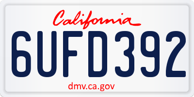 CA license plate 6UFD392