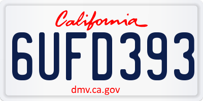 CA license plate 6UFD393