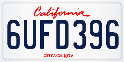 CA license plate 6UFD396