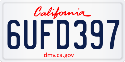 CA license plate 6UFD397