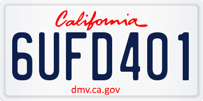 CA license plate 6UFD401