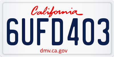 CA license plate 6UFD403
