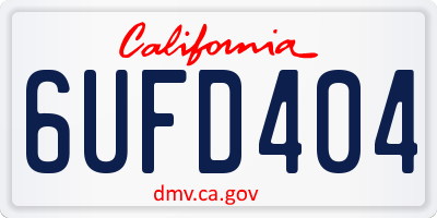 CA license plate 6UFD404