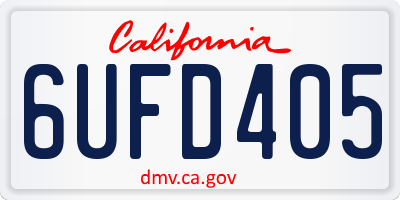 CA license plate 6UFD405