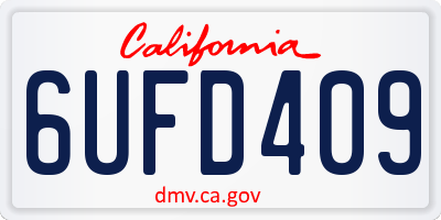 CA license plate 6UFD409