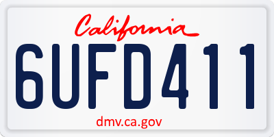 CA license plate 6UFD411