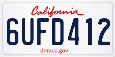 CA license plate 6UFD412