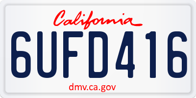 CA license plate 6UFD416