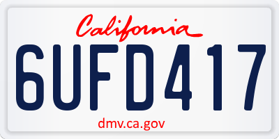 CA license plate 6UFD417