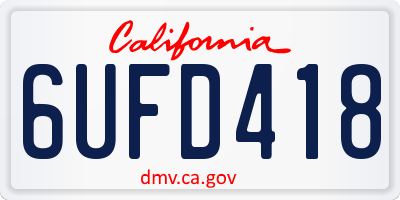 CA license plate 6UFD418