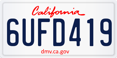 CA license plate 6UFD419