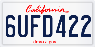 CA license plate 6UFD422