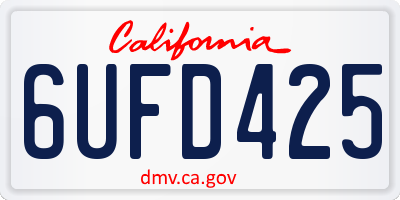 CA license plate 6UFD425