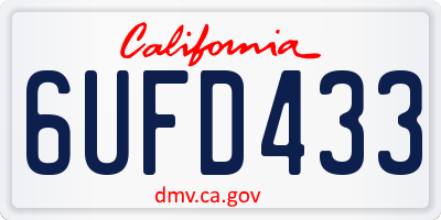 CA license plate 6UFD433