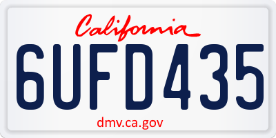 CA license plate 6UFD435
