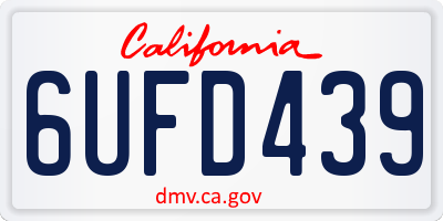 CA license plate 6UFD439