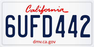 CA license plate 6UFD442