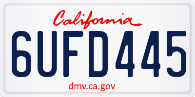 CA license plate 6UFD445