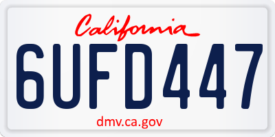 CA license plate 6UFD447
