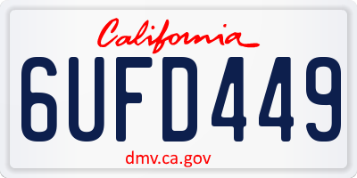 CA license plate 6UFD449